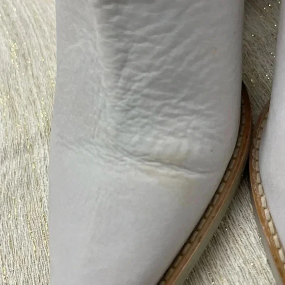 Free People Wilder Pointed Toe Leather Booties Size EU 37 US 6 White Western New - Picture 10 of 16